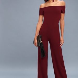 Burgundy Off The Shoulder Jumpsuit - Never Worn